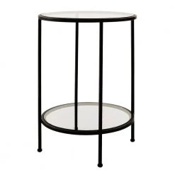 Bella Round Antique Bronze Metal and Glass Accent Table (18 in. W x 24 in. H) by Home Decorators Collection