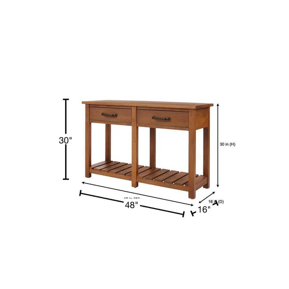 Danforth 48 in. Antique Patina Standard Rectangle Wood Console Table with Drawers by Home Decorators Collection - Image 3