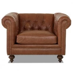 Blakely Arena Vintage Brown Leather Chesterfield Chair by Home Decorators Collection