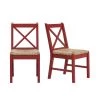 Dorsey Mason Red Wood Dining Chair with Cross Back and Rush Seat (Set of 2) (17.72 in. W x 35.43 in. H) by Home Decorators Collection
