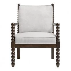 Classic Wood Spindle Upholstered Accent Chair in Biscuit (28" W) by Home Decorators Collection