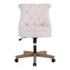 Abbeyville Button-Tufted Upholstered Office Chair in Biscuit Beige with Adjustable Wood Base by Home Decorators Collection