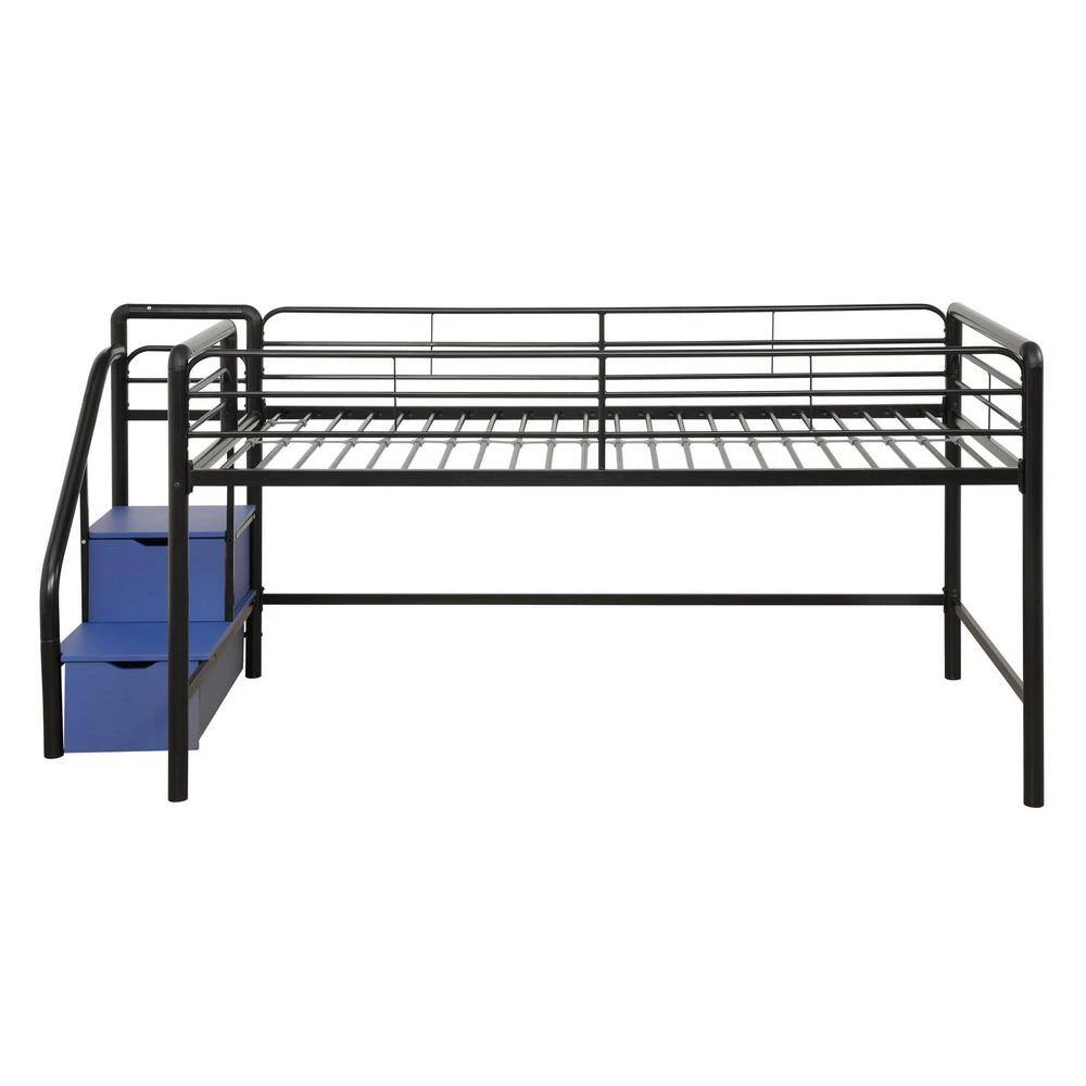 Andy Junior Twin Black/Blue Loft bed with Storage Steps by DHP - Image 3