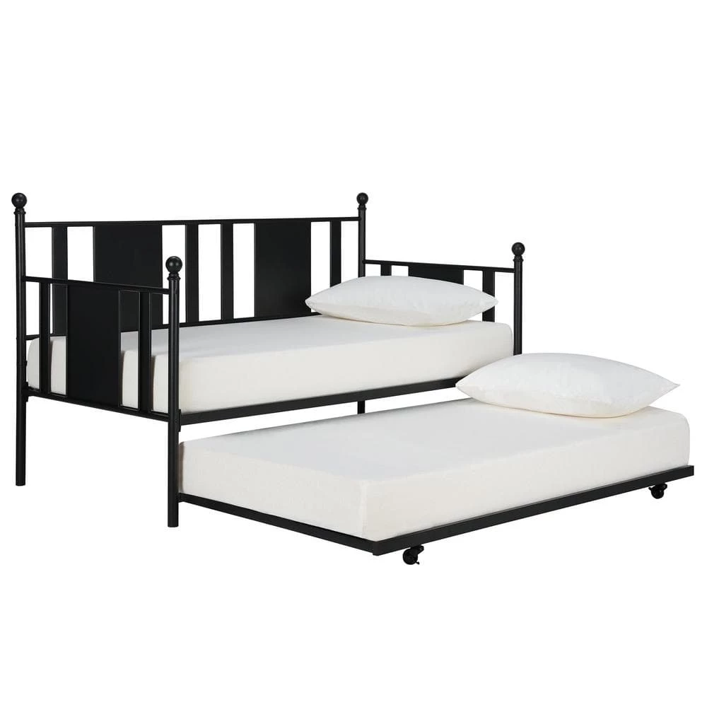 Lila Black Metal Twin Daybed with Trundle by DHP