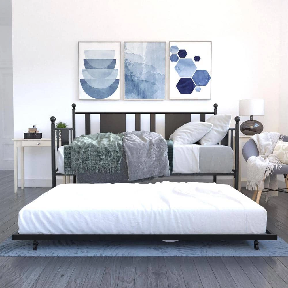 Lila Black Metal Twin Daybed with Trundle by DHP - Image 4
