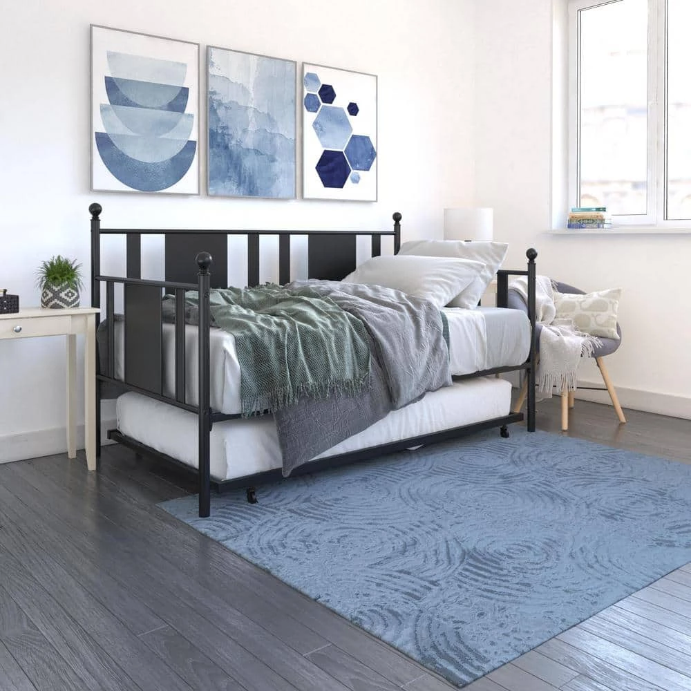 Lila Black Metal Twin Daybed with Trundle by DHP - Image 2