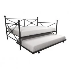 Luis Black Metal Full Size Daybed and Twin Trundle by DHP