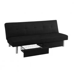Sydney Black Microfiber Storage Futon by DHP