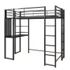 Alana Black Metal Twin Loft Bed with Desk by DHP