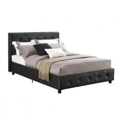 Dean Black Faux Leather Upholstered Full Bed by DHP