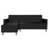 Hanna 1-Piece Black Faux Leather 3-Seater Reversible L-Shaped Futon Sectionals with Storage by DHP