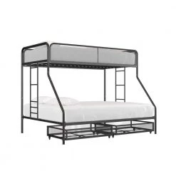 Juliet Black Metal Twin/Full Bunk Bed with Storage by DHP