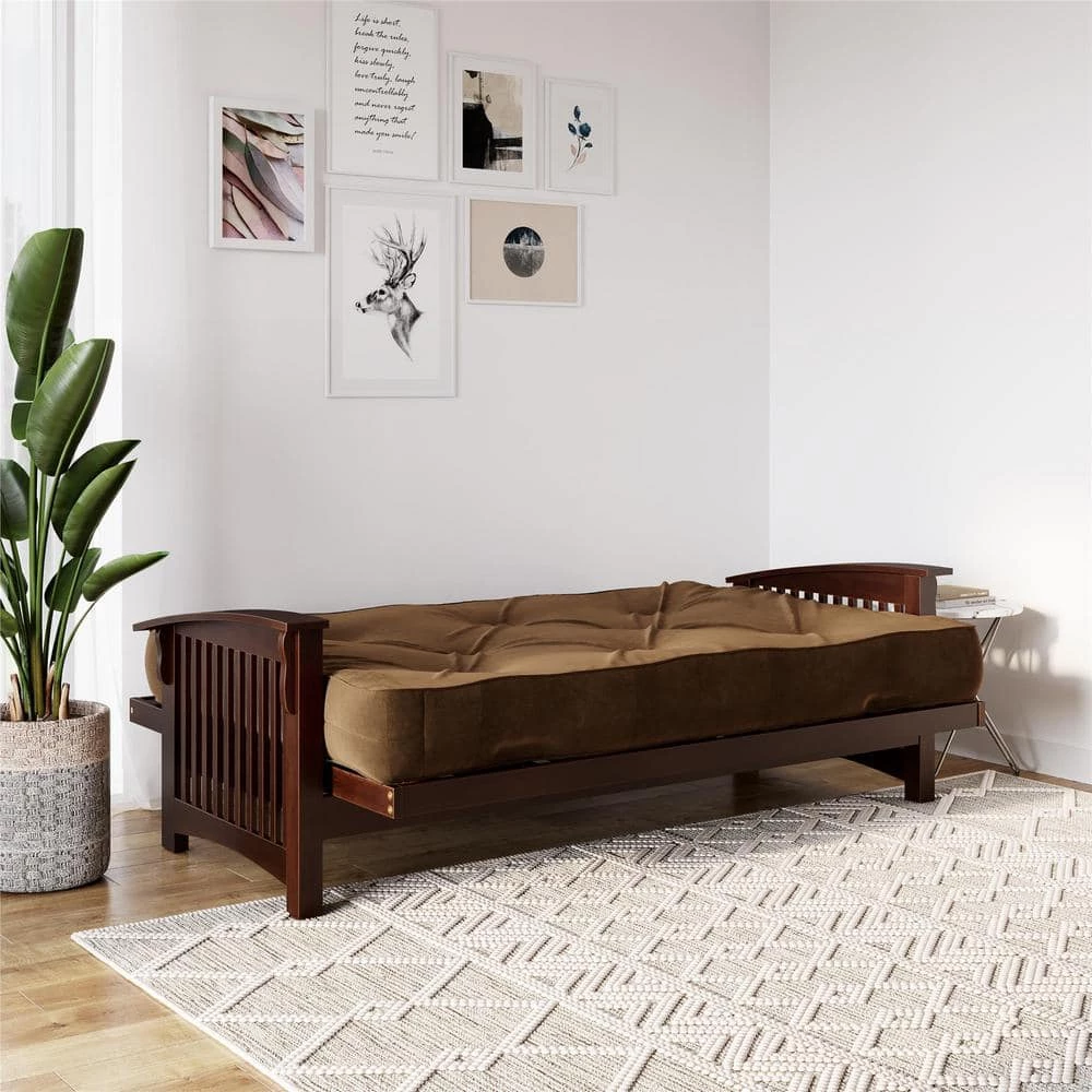 Classic 8 in. Independently Encased Coil Futon Full Size Mattress Brown with CertiPUR-US Certified Foam by DHP - Image 9