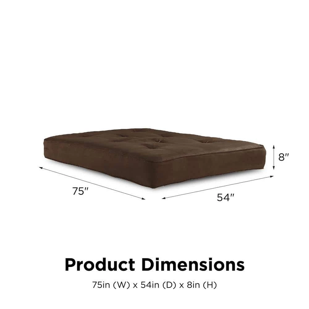 Classic 8 in. Independently Encased Coil Futon Full Size Mattress Brown with CertiPUR-US Certified Foam by DHP - Image 3
