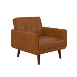 Fay Camel Faux Leather Upholstered Modern Chair by DHP
