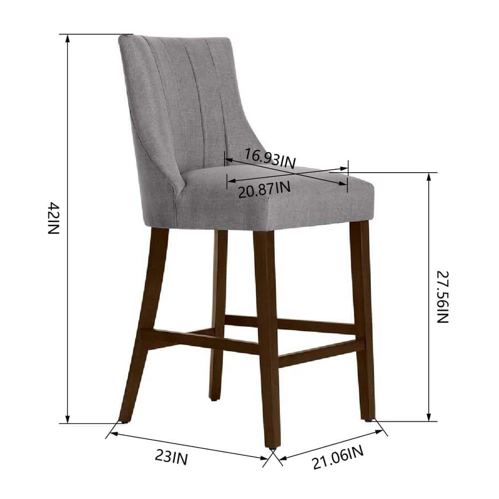 Scotsfield Channel Tufted Upholstered Bar Stools in Charcoal (Set of 2) by Home Decorators Collection - Image 2