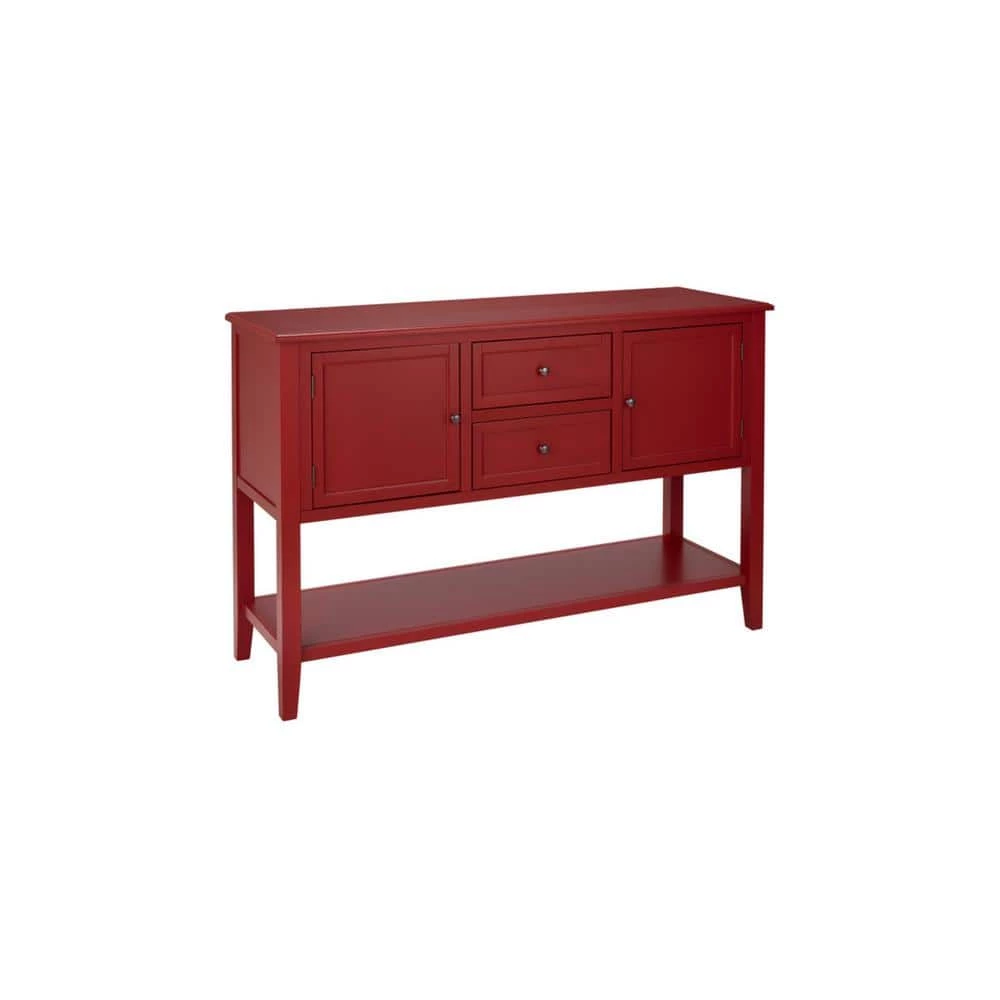 Burton 56 in. Red Standard Rectangle Wood Console Table with Drawers by Home Decorators Collection