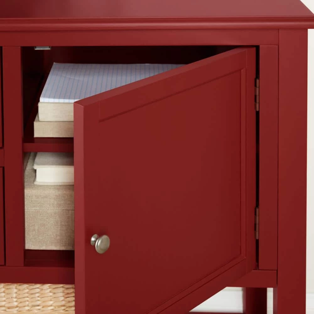 Burton 56 in. Red Standard Rectangle Wood Console Table with Drawers by Home Decorators Collection - Image 5