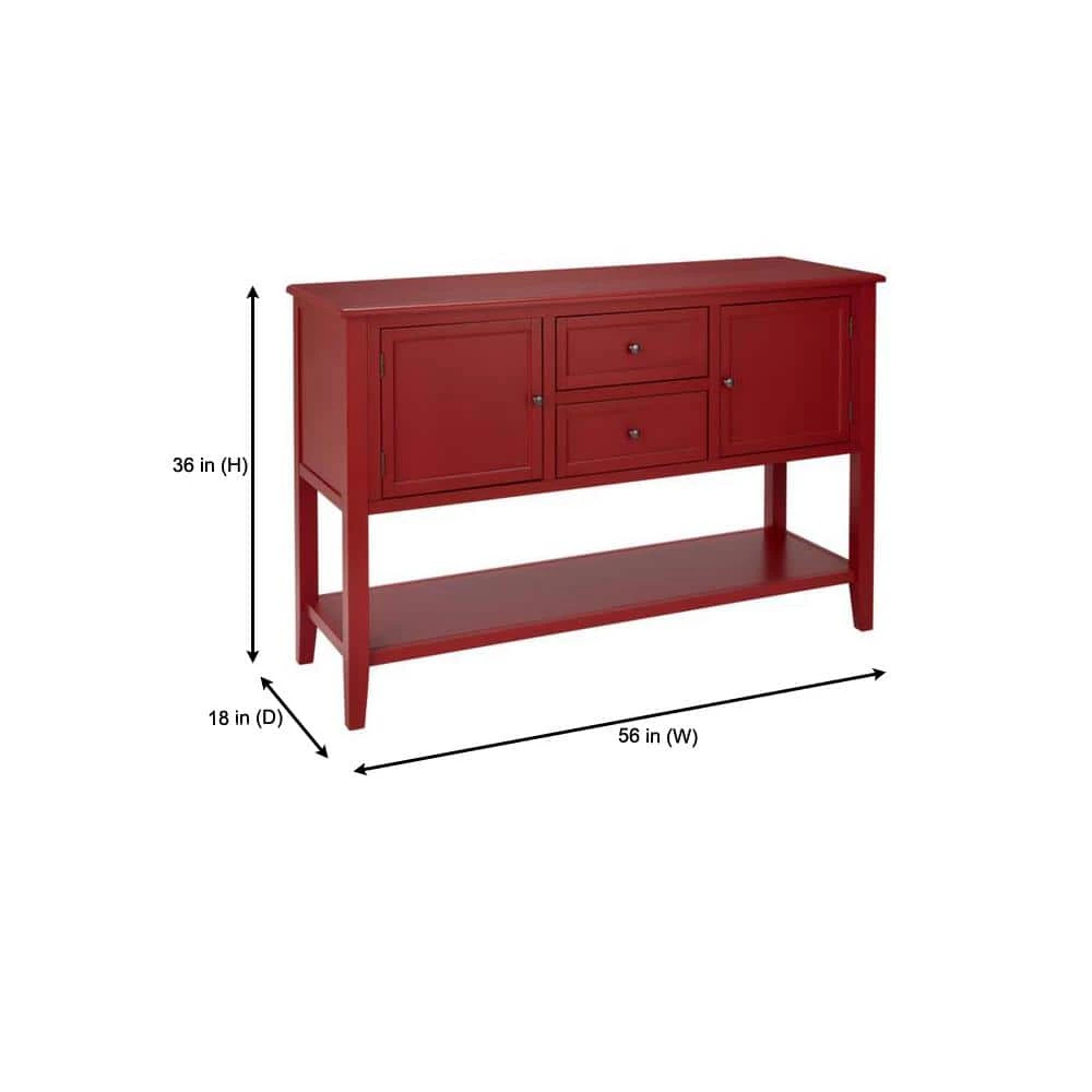 Burton 56 in. Red Standard Rectangle Wood Console Table with Drawers by Home Decorators Collection - Image 2
