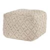Cream Square Macrame Floor Pouf Ottoman (20 in.) by Home Decorators Collection