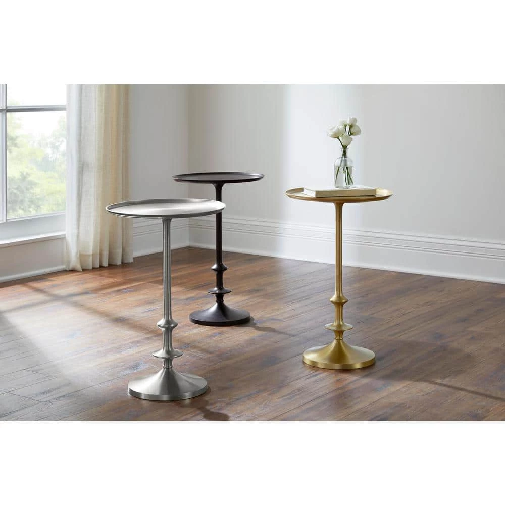 Bellkirk Round Dark Bronze Metal Accent Table (14.5 in. W x 22.25 in. H) by Home Decorators Collection - Image 3