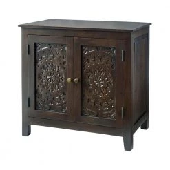 Katya Dark Coffee Hand Carved Wood Nightstand (32 in W. X 30 in H.) by Home Decorators Collection