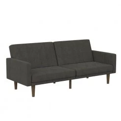 Jimmie Dark Gray Linen Upholstered Futon with USB Port by DHP