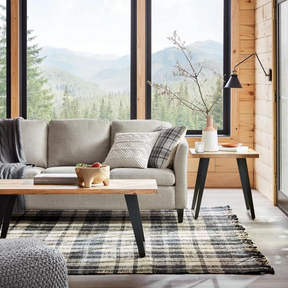 Cosbyrne Rectangular Dark Natural Finish Wood End Table with Metal Base (22 in. W x 22.5 in. H) by Home Decorators Collection - Image 7