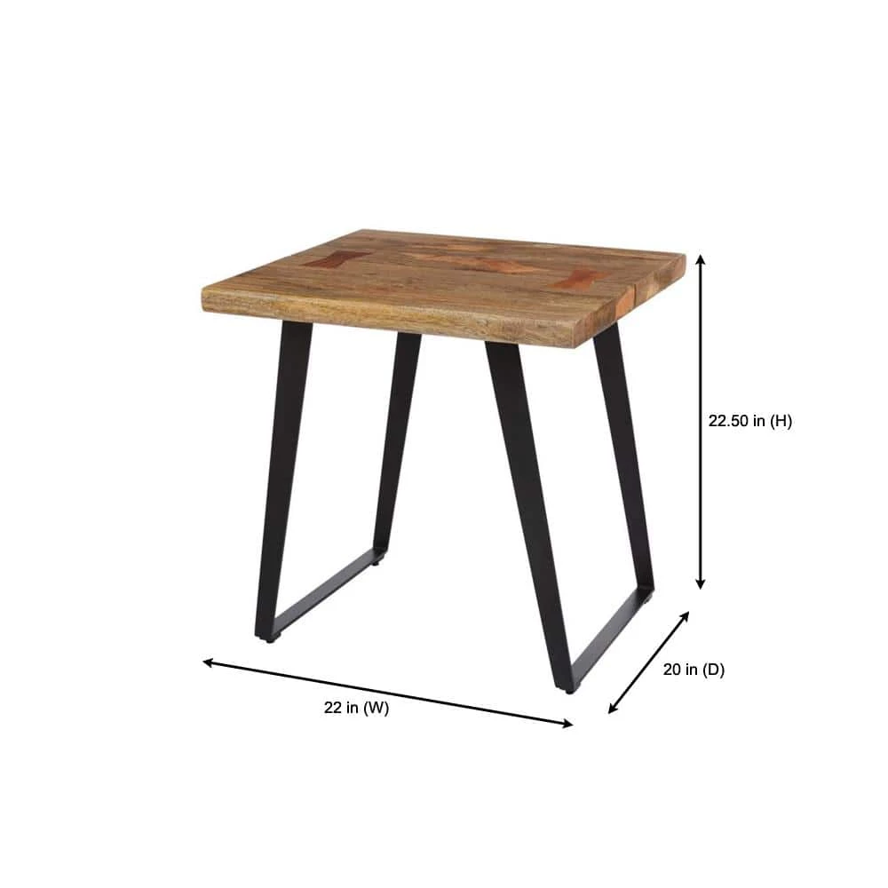 Cosbyrne Rectangular Dark Natural Finish Wood End Table with Metal Base (22 in. W x 22.5 in. H) by Home Decorators Collection - Image 2