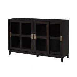 Canonbury Ebony Wood Buffet Table with Glass Doors (55.30 in. W x 34 in. H) by Home Decorators Collection