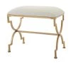 Ivory Upholstered Metal Vanity Stool with Gold Base (23.50 in W. X 21.25 in H.) by Home Decorators Collection