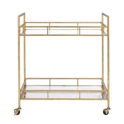 Gold Leaf Metal and Glass Rolling Bar Cart with Glass Top (30 in. W x 33 in. H) by Home Decorators Collection