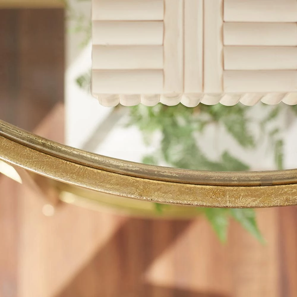 Bella 32 in. Gold Leaf/Clear Standard Half Moon Glass Console Table with Storage by Home Decorators Collection - Image 5