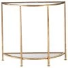 Bella 32 in. Gold Leaf/Clear Standard Half Moon Glass Console Table with Storage by Home Decorators Collection