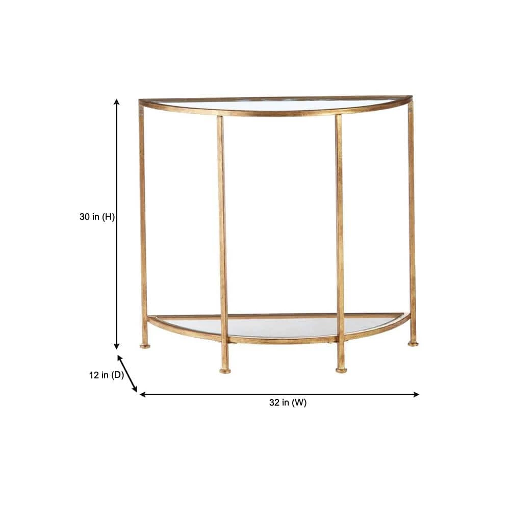 Bella 32 in. Gold Leaf/Clear Standard Half Moon Glass Console Table with Storage by Home Decorators Collection - Image 2