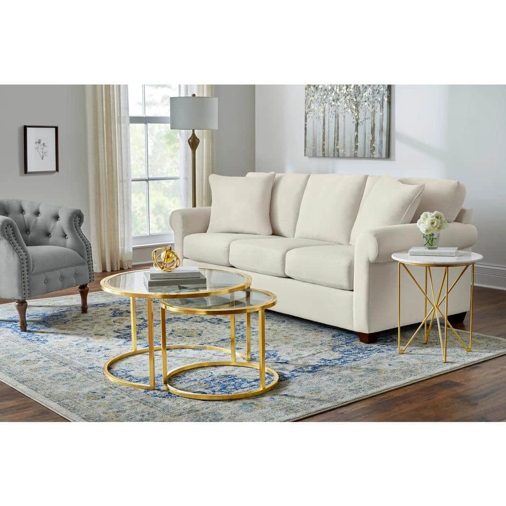 Round Accent Table With Gold Finish Wire Base And Natural Marble Top by Home Decorators Collection - Image 3