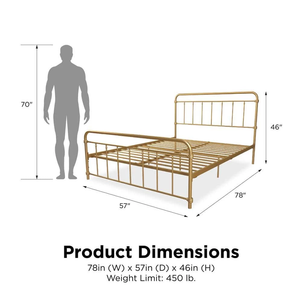 Windsor Gold Full Metal Bed by DHP - Image 9