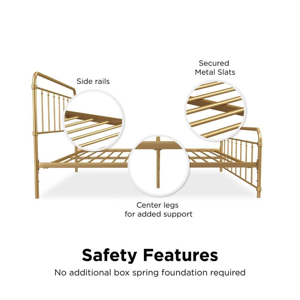 Windsor Gold Full Metal Bed by DHP - Image 7