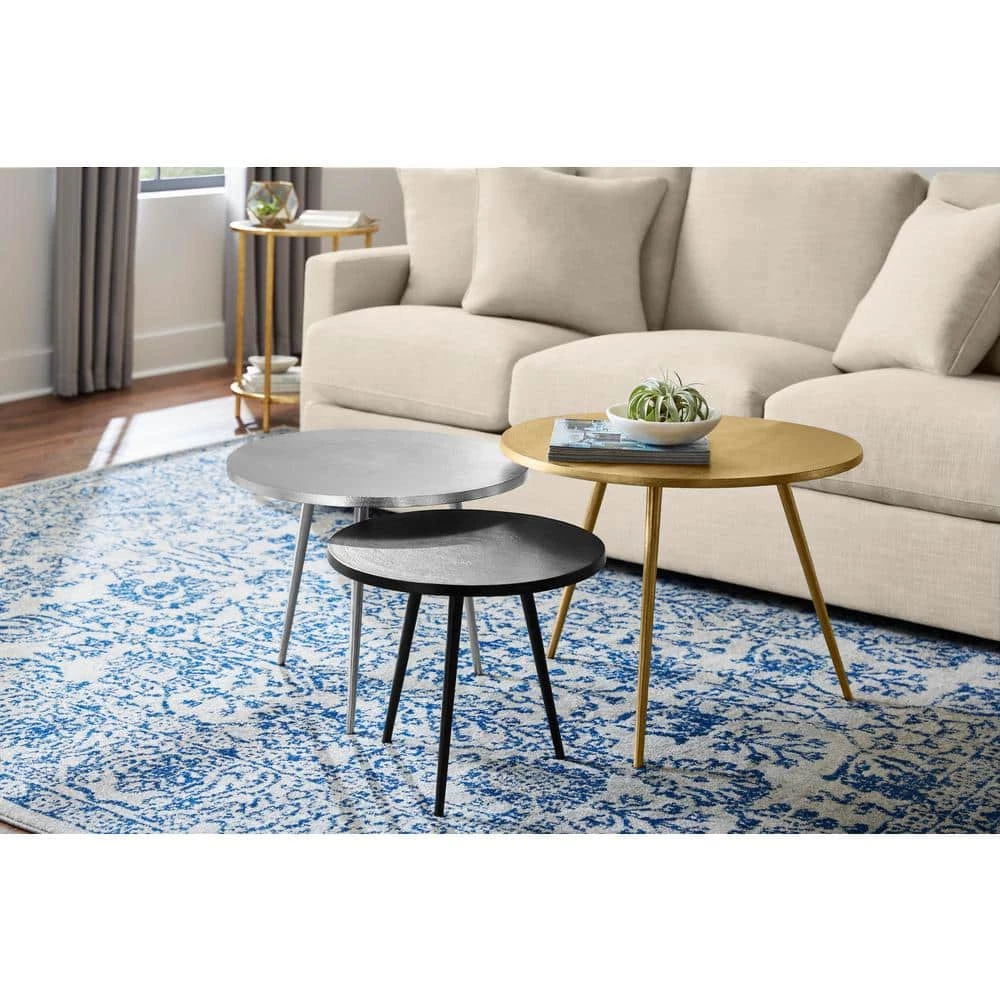 Gold, Silver and Dark Bronze Finish Metal Coffee Tables (Set of 3) (25.5 in. W x 19.25 in. H) by Home Decorators Collection - Image 3