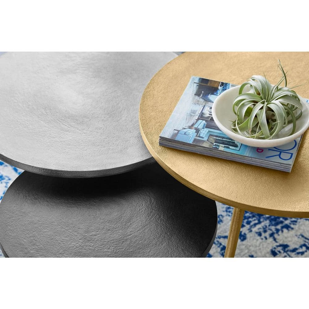 Gold, Silver and Dark Bronze Finish Metal Coffee Tables (Set of 3) (25.5 in. W x 19.25 in. H) by Home Decorators Collection - Image 4