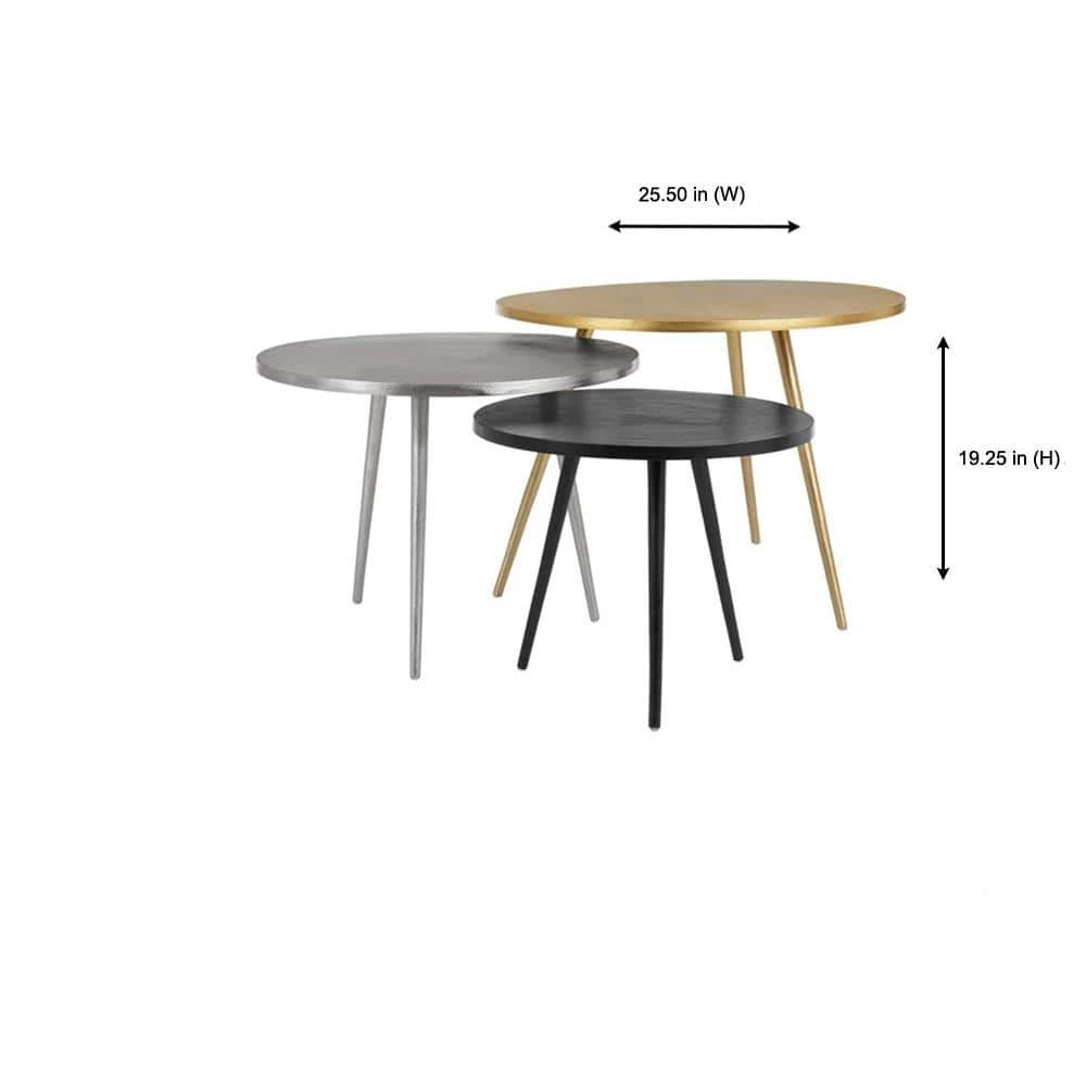 Gold, Silver and Dark Bronze Finish Metal Coffee Tables (Set of 3) (25.5 in. W x 19.25 in. H) by Home Decorators Collection - Image 2