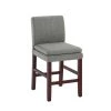 Chantal Upholstered Counter Stool, Gray Linen with Dark Base by DHP