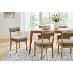 Modern Gray Velvet Upholstered Dining Chairs with Sandy Oak Wood Accents (Set of 2) by Home Decorators Collection