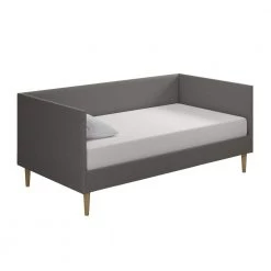 Felicia Gray Linen Upholstered Mid Century Twin Daybed by DHP
