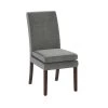 Chantal Gray Linen Upholstered Dining Chair with Dark Base, Set of 2 by DHP