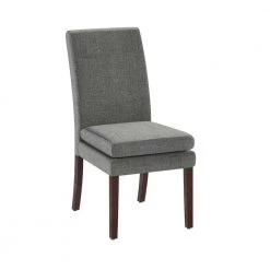 Chantal Gray Linen Upholstered Dining Chair with Dark Base, Set of 2 by DHP