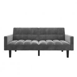 Hailey Gray Microfiber Convertible Sofa Sleeper Futon with Arms by DHP