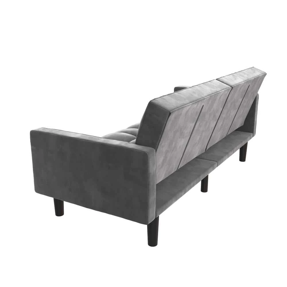 Hailey Gray Microfiber Convertible Sofa Sleeper Futon with Arms by DHP - Image 7