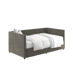 Mya Upholstered Gray Velvet Twin Size Daybed with Storage by DHP