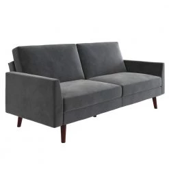 Jena Gray Velvet Futon with Coils by DHP